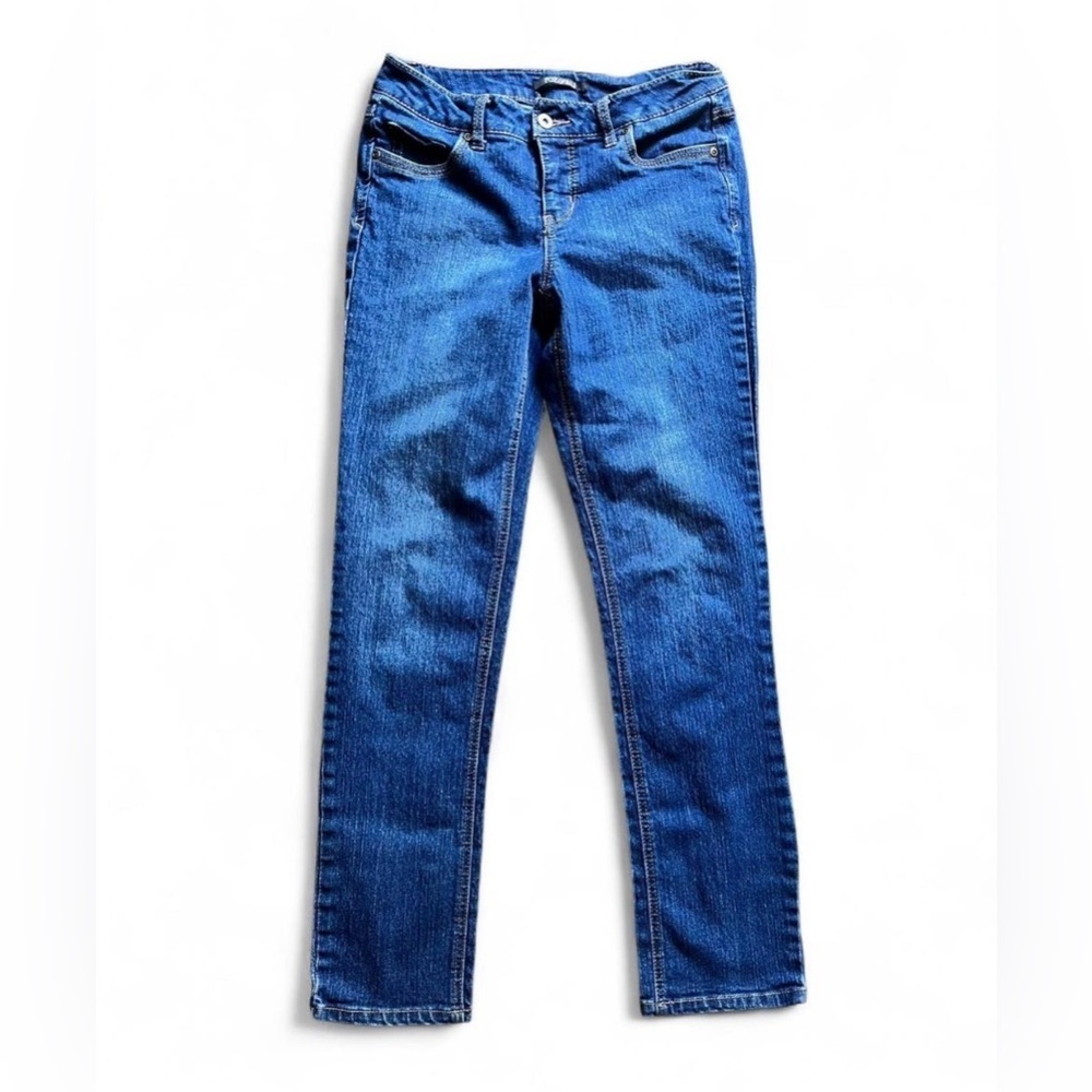 Roz and Ali Y2K Retro Womens Classic Blue Denim Jeans Low-Rise Bootcut